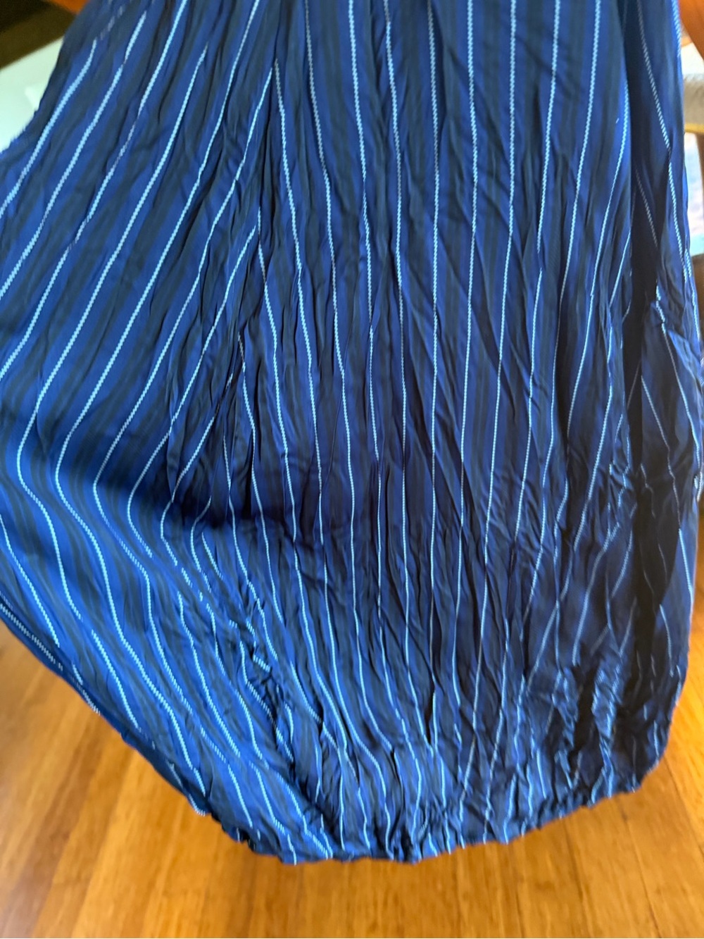 ALEMBIKA bubble hem striped button down shirt dress front pocket pop of color 2 - Picture 4 of 13